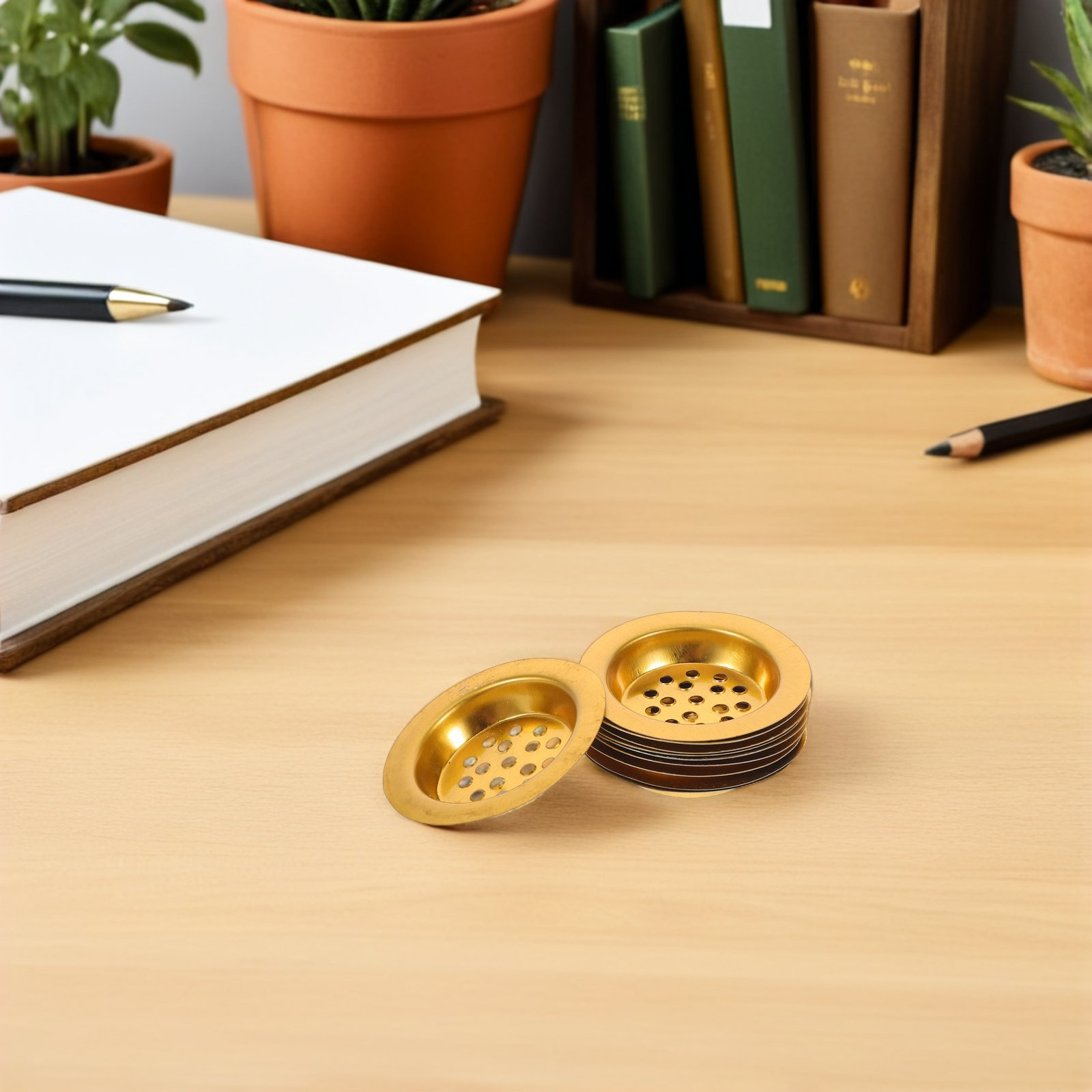 10個入り、香炉用トレイ、ゴールド調、穴あき鉄製カップ、炭を - Incense Holder のレビューと価格