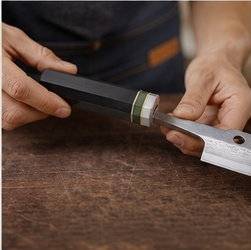 八角形の黒檀製キッチンナイフハンドル。日本の和柄で、シェフナ - Japanese Knife のレビューと価格
