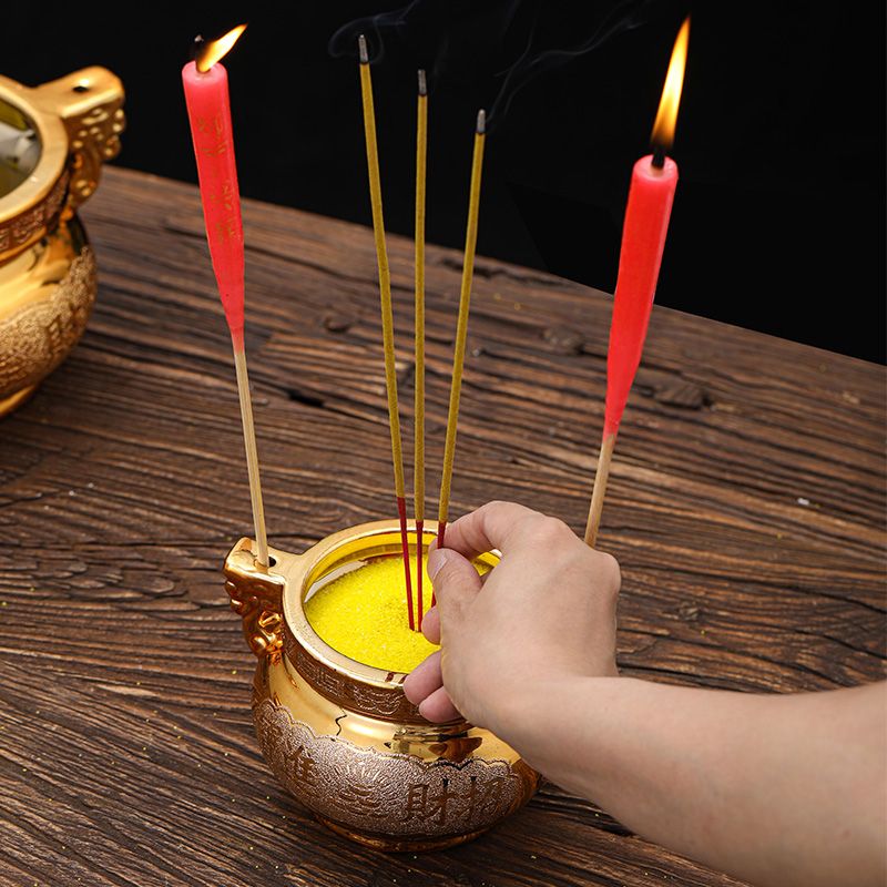 金色の陶器製香炉とキャンドルホルダー、家庭用祈祷、仏陀礼拝用 - Incense Holder のレビューと価格
