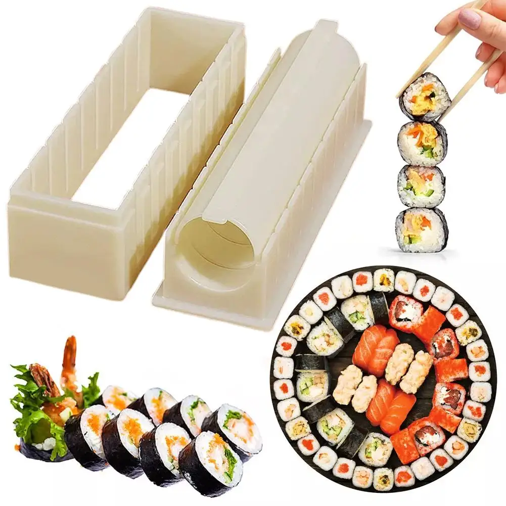 再利用可能なプラスチック製寿司作りキット。丸型、四角型、ハー - Sushi Making Kit のレビューと価格